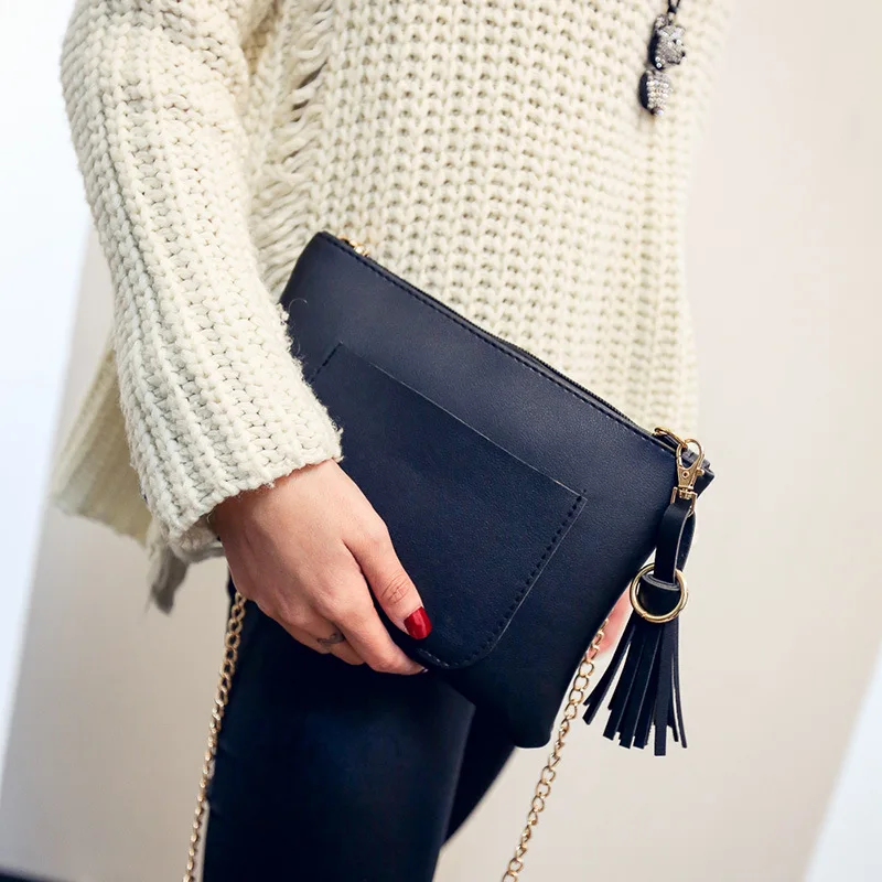 Женская мода Crossbody Сумка Черная Кожа Сумки Мода Сак Главная Твердые Одноместный