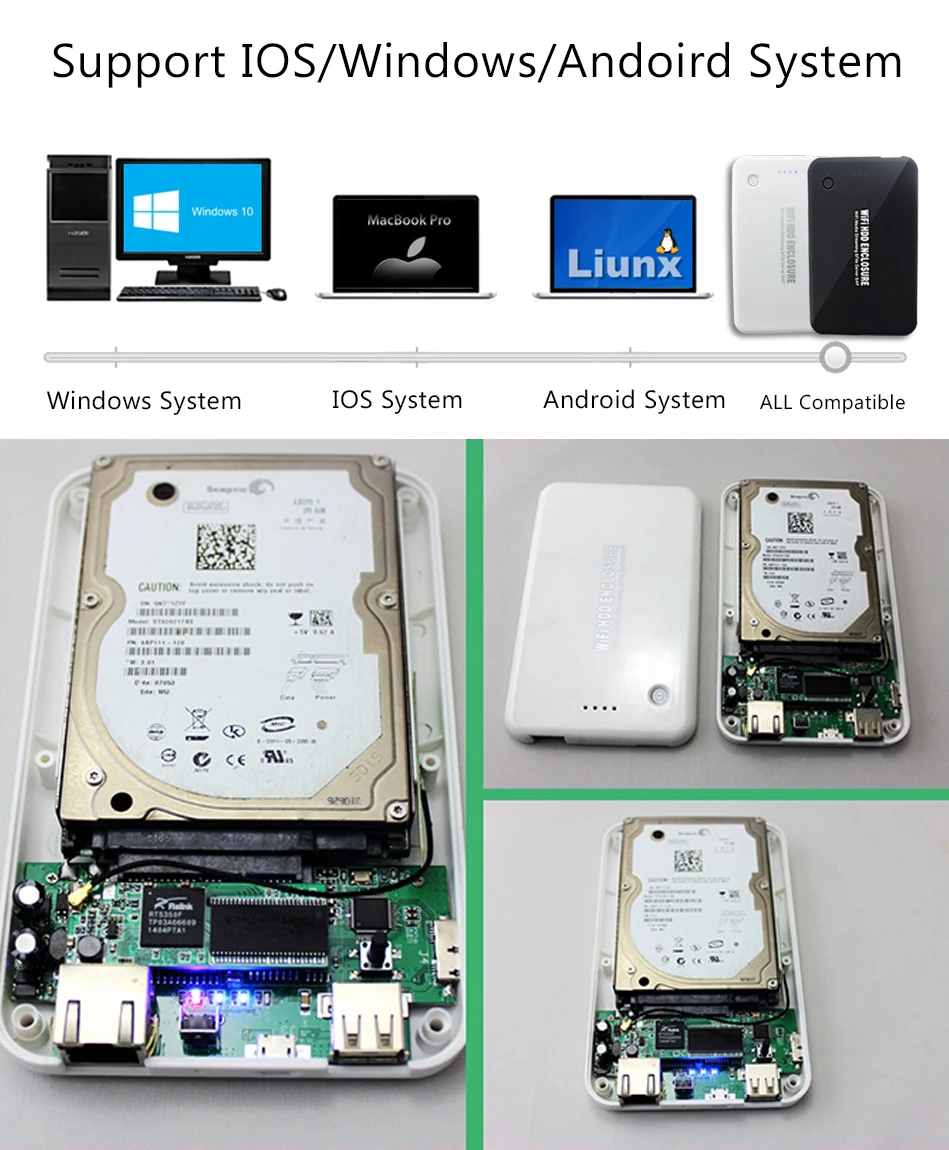 Внешний аккумулятор 4000 мАч 2," корпус для HDD с Sata USB 3,0 Внешний чехол для HDD Wifi роутер Wifi повторитель HDD Внешний внешний аккумулятор