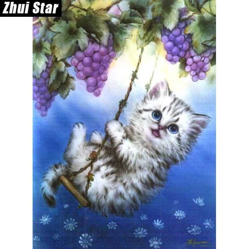 

Full Drill Square Diamond 5D DIY Diamond Painting"Naughty cat"Diamond Embroidery Cross Stitch Rhinestone Mosaic Painting