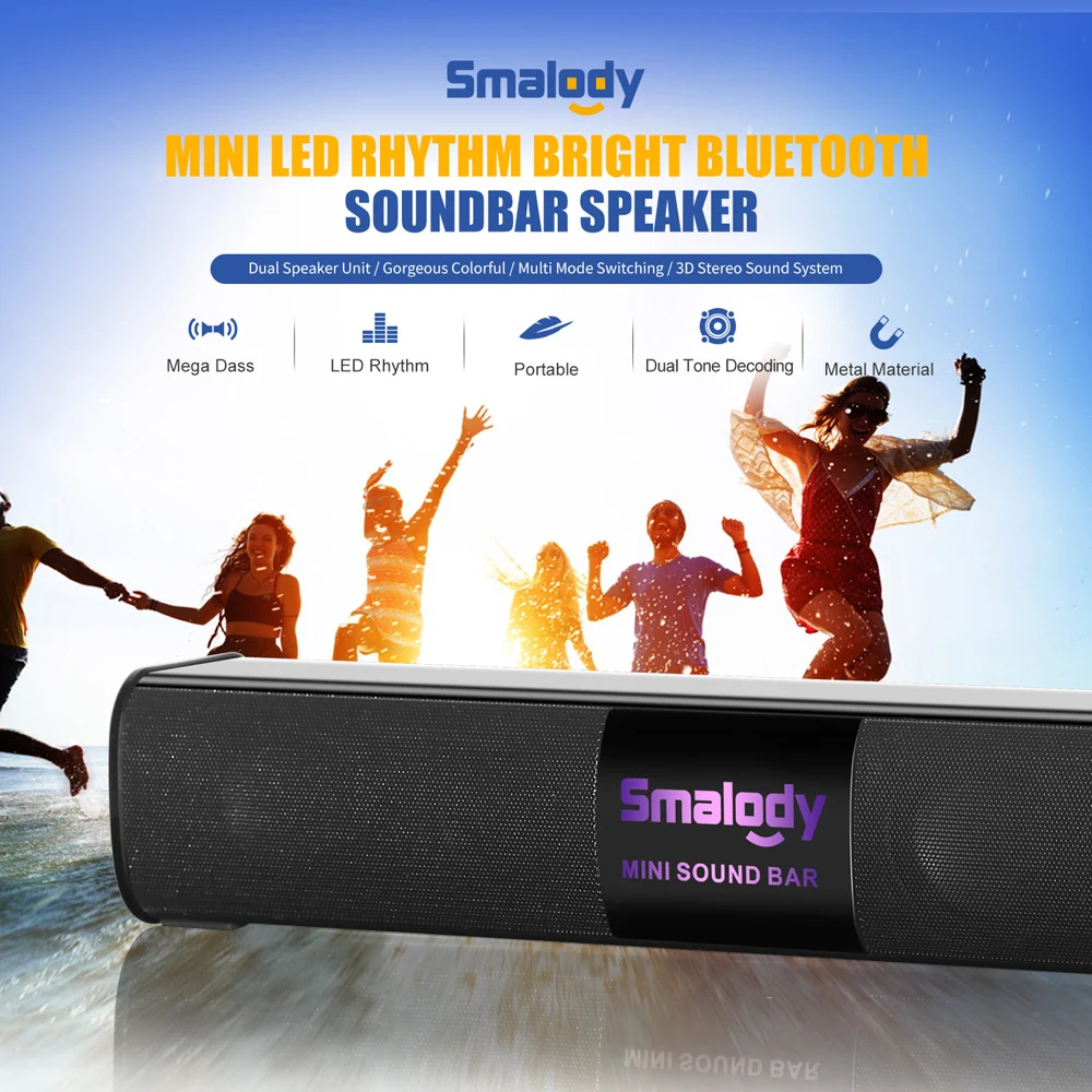 

Portable Wireless Bluetooth Speaker 10W Colorful Led Light Stereo Mini Soundbar Music Player Audio Subwoofer Wireless Speakers