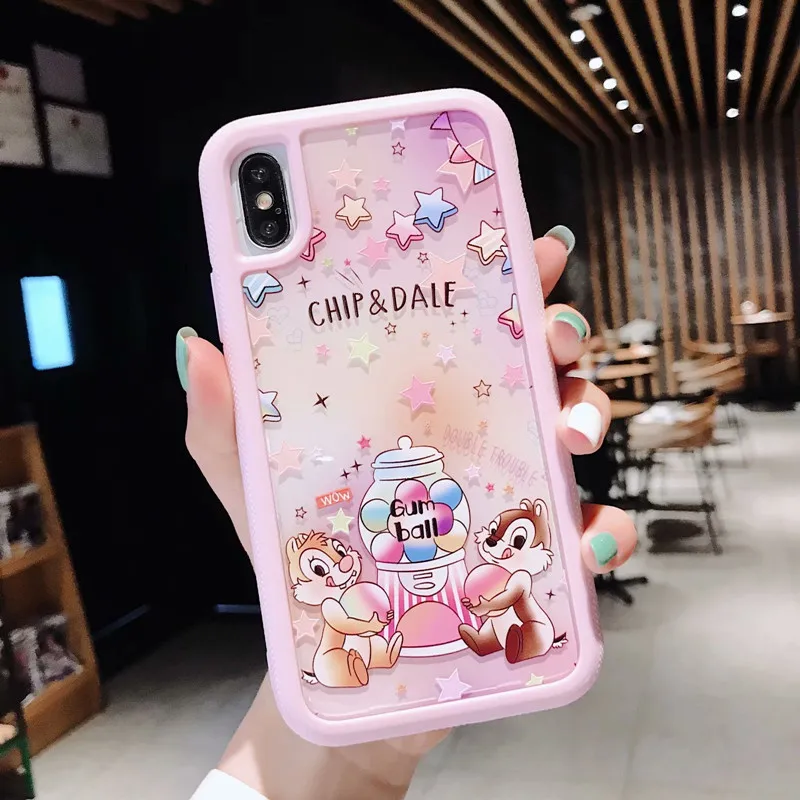 CHIP AND DALE Высокое качество тисненый три-в-одном PC задняя пластина чехол для телефона для iPhone 11 pro Max X XR XS Max 7 8 6 6S Plus анти-падение жесткий чехол - Цвет: CHIP AND DALE