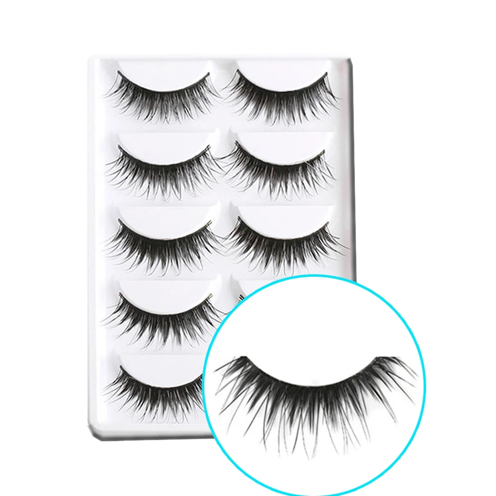 5 пар черные длинные натуральные Толстые Накладные ресницы ручной работы