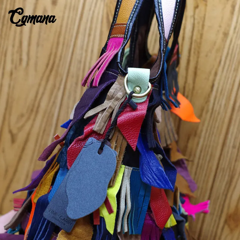 Женская сумка из натуральной кожи с кисточками мессенджер кожи|Сумки ручками| |