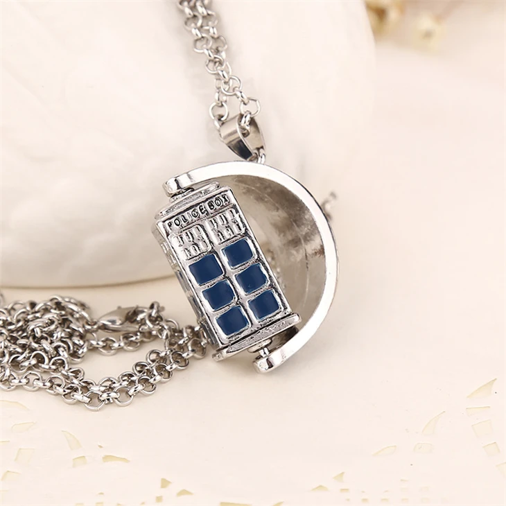 Вращающееся ожерелье Tardis английская полиция модная синяя эмалированная