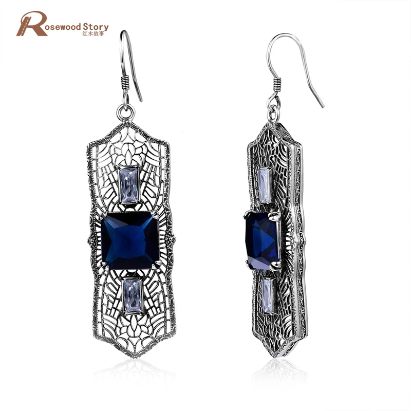 

Brand Pretty Crystal long Earrings Blue Rhinestone Jewelled Pendientes Drop Earrings for Women love Fashion Vintage Earrings