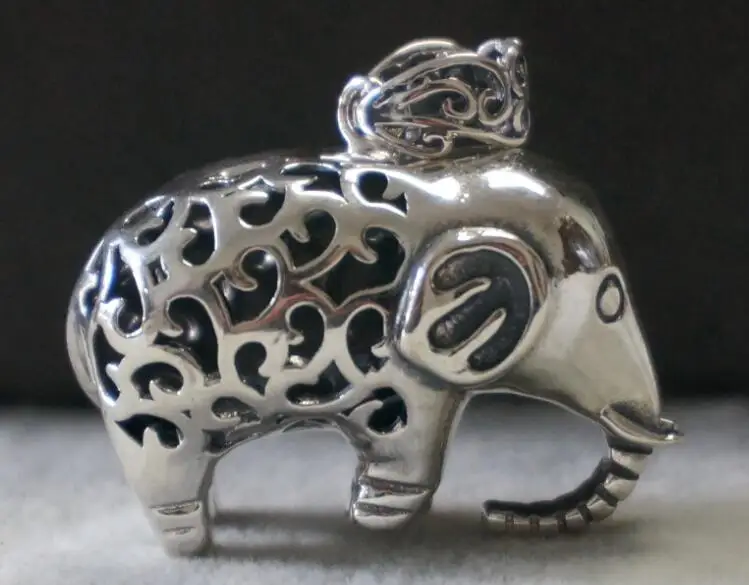 Серебряные ювелирные изделия серебряный Винтажный кулон в виде слона полый