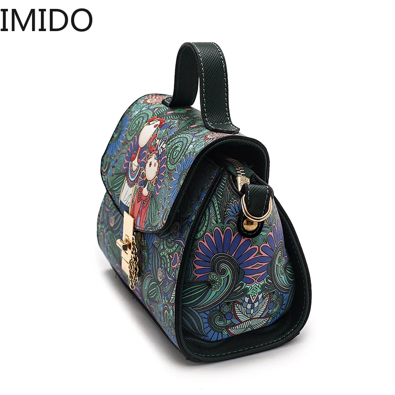 IMIDO 2019 Новая женская мини-сумка лесная зеленая трапециевидная сумка Дизайнерская