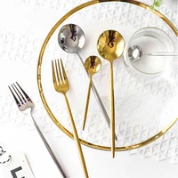 luxury 304 stainless steel tableware set smooth mirror sliver gold western food cutleries household knife fork spoon 4pcs