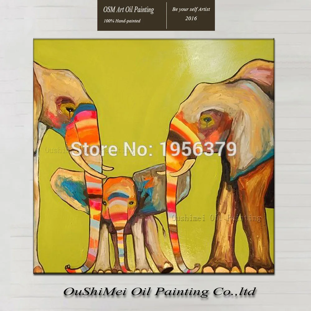 Современная Настенная картина ручной работы с абстрактными животными слоном