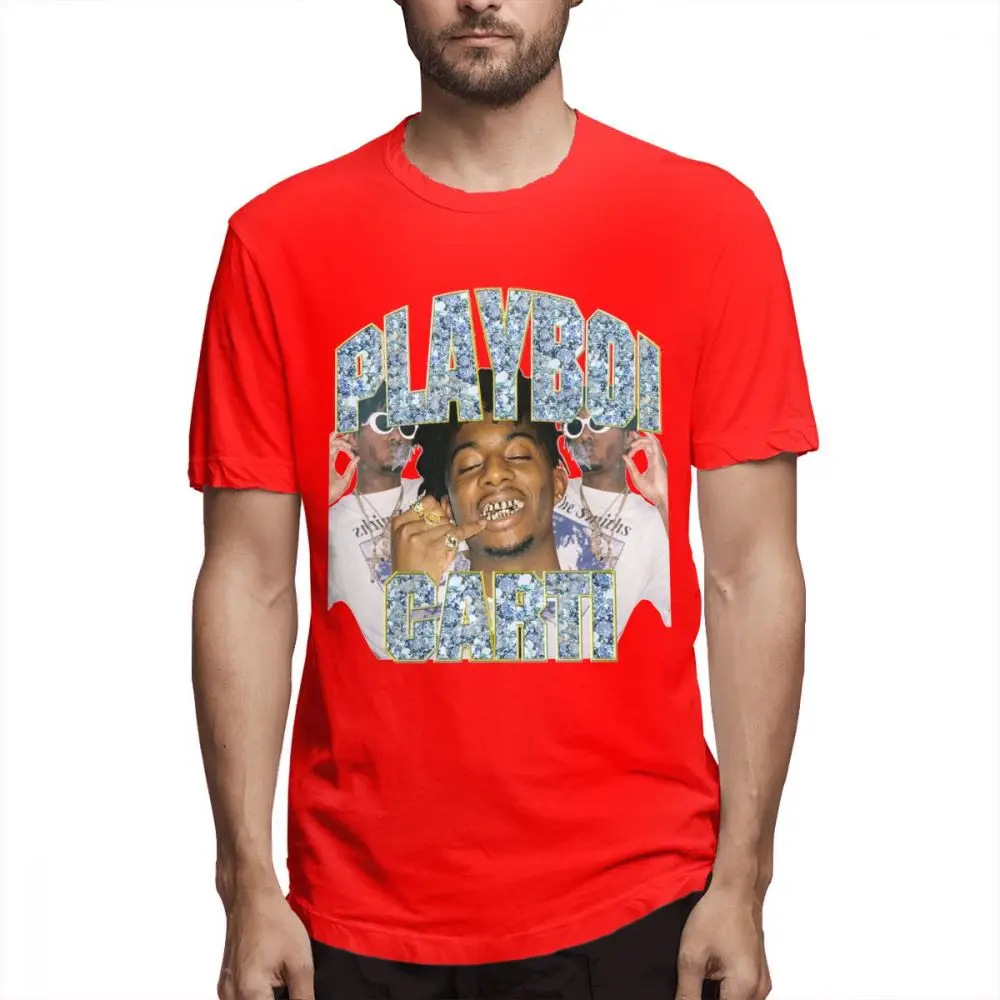 red Playboi Carti Винтажная футболка с коротким рукавом, дизайн для мужчин, популярная качественная хлопковая футболка для мужчин - Цвет: red