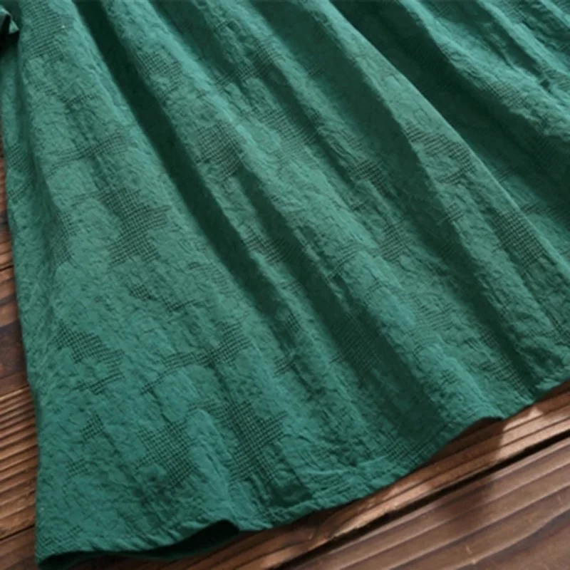 Новые летние женские платья из хлопка и льна 2018 винтажные с длинным рукавом