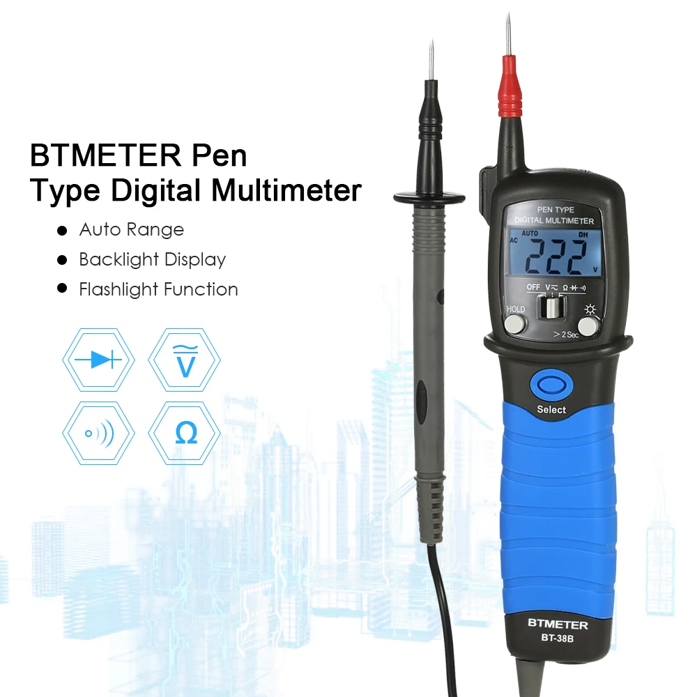 BTMETER Pen Type 2000 Counts Digital Multimeter Handheld Backlight LCD Display DC/AC Voltage Resistance Diode Continuity Tester |