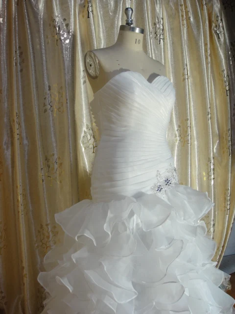 Robe Mariage 2016 индивидуальный заказ Белый/Кот органзы Pleat Бисер Кристалл оборками-line