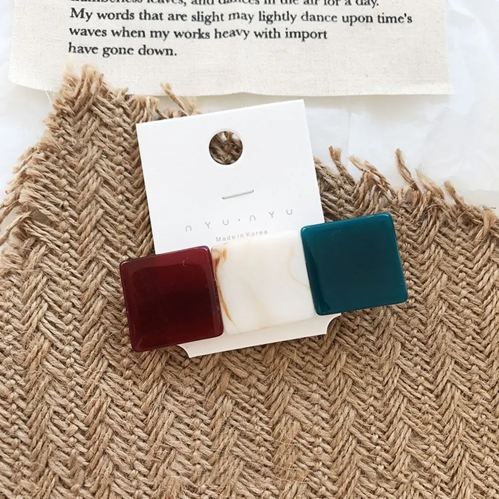 

New arrival Korea Fashion Hit Color Resin Hairpins Geometric Square Hair Clips for Women Girls Hair Accessories Hairgrips