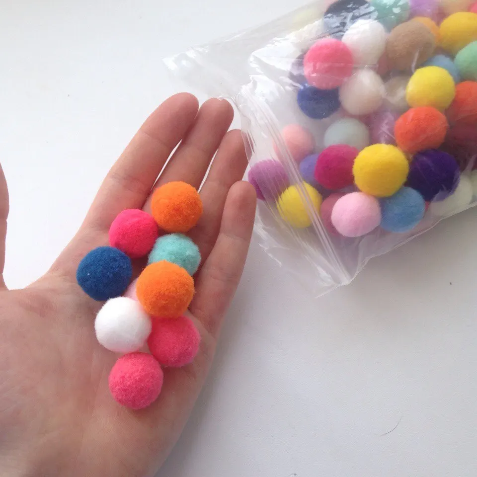 

New 1000PCs Mixed Color Pom poms Fur Balls DIY Crafts Pompom For Kids Wedding Home Decoration Round 1.5cm