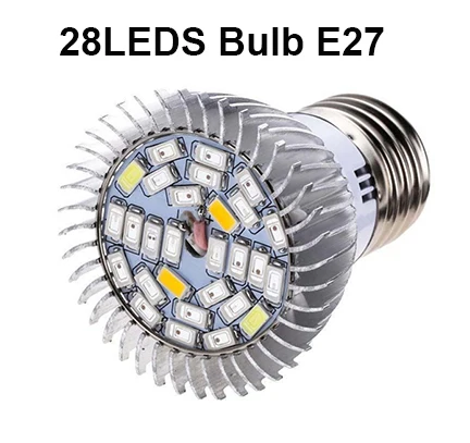 28LEDS Bulb BEYLSION полный спектр светодиодный светильник для выращивания 85-265 в E27 растительная лампа одна/две головки фитолампа для теплицы гидропоники растительный цветок - Испускаемый цвет: 28LEDS Bulb