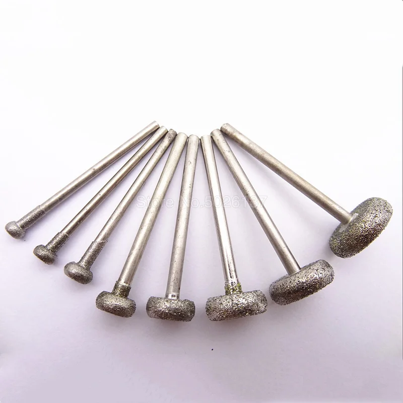 1PCs Round Wheel Diamond Grinding Head Mounted Points Spherical Jade Carving Burrs Rotary Thallium Flat Needle Rolling | Инструменты