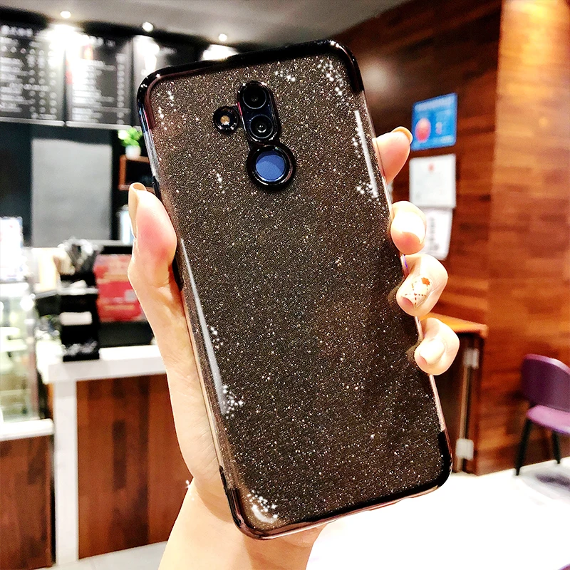 Черный Чехол для Huawei Mate 20 P20 lite pro Nova 3 3i чехол для Honor 8X MX 7A Pro 7C 9 lite View 10 20 P умный блестящий чехол - Цвет: Черный