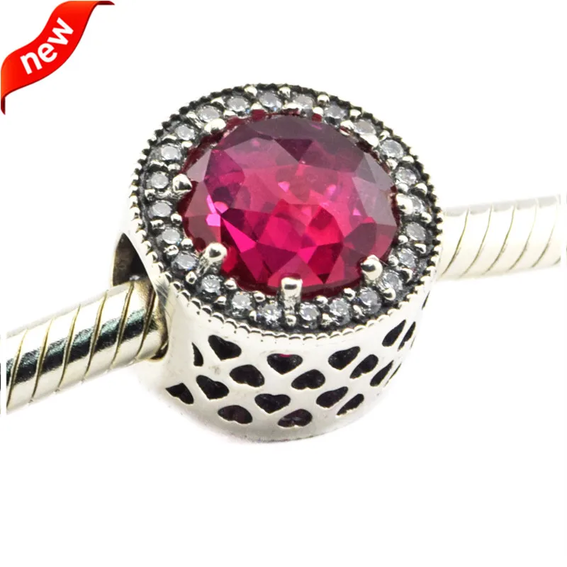 DIY Подходит для Pandora Браслеты Сияющие шармы в виде сердец с вишневым украшением