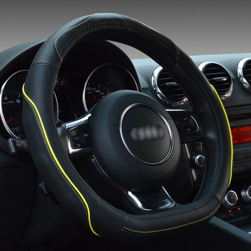 Чехол рулевого колеса автомобиля D Форма кольцо из натуральной кожи 38 см для Audi TT