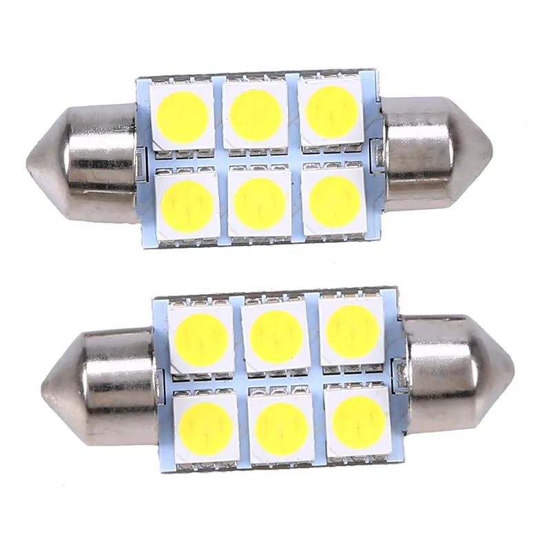 1 шт. Автомобильная гирлянда 31/36/39/41 мм 5050 6 SMD белая теплая кристальная синяя