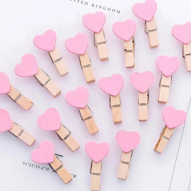 Одежда фото бумага Peg Pin мини сердце любовь форме открытки зажимы Деревянный DIY прищепка ремесло офисный, Свадебный декор Прямая поставка