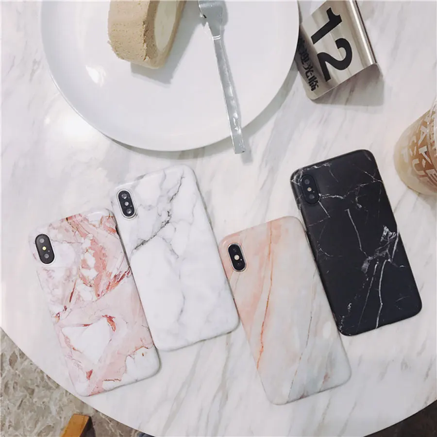 ZMDLDZSW Fashion Marble Cover for iPhone X 10 Fundas Pink Coralline Soft TPU Case 6 6s 7 7plus 8 8plus Girl Boy Nice |