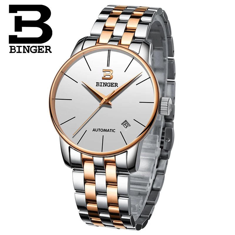 

Switzerland BINGER men's watch luxury brand Relogio Masculino water resistant Stainless steel Mechanical Wristwatches B-5005M-9