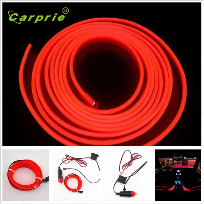 2 м красный EL-Wire 12V автомобильный декор для интерьера флуоресцентная неоновая