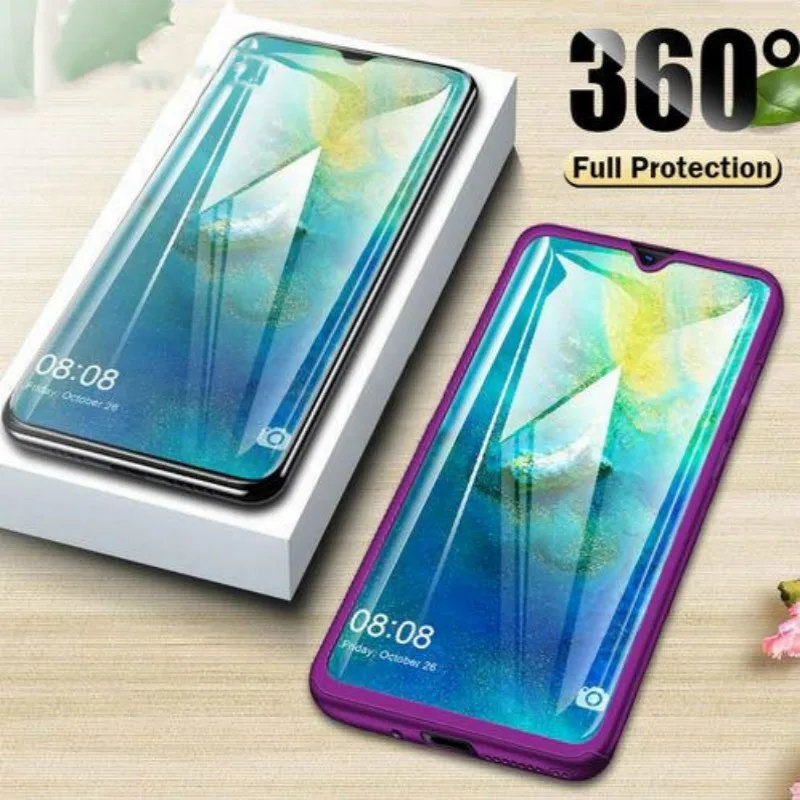 360 градусов полный защитный чехол для huawei Y7 Y6 Pro PSmart Mate20 P20 P30 Lite Pro Honor 8A 8C 7A 7C чехол для телефона со стеклом