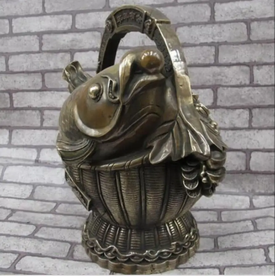 13-дюймовый Китайский народный фэн шуй Бронзовый счастливый Юань Бао для денег