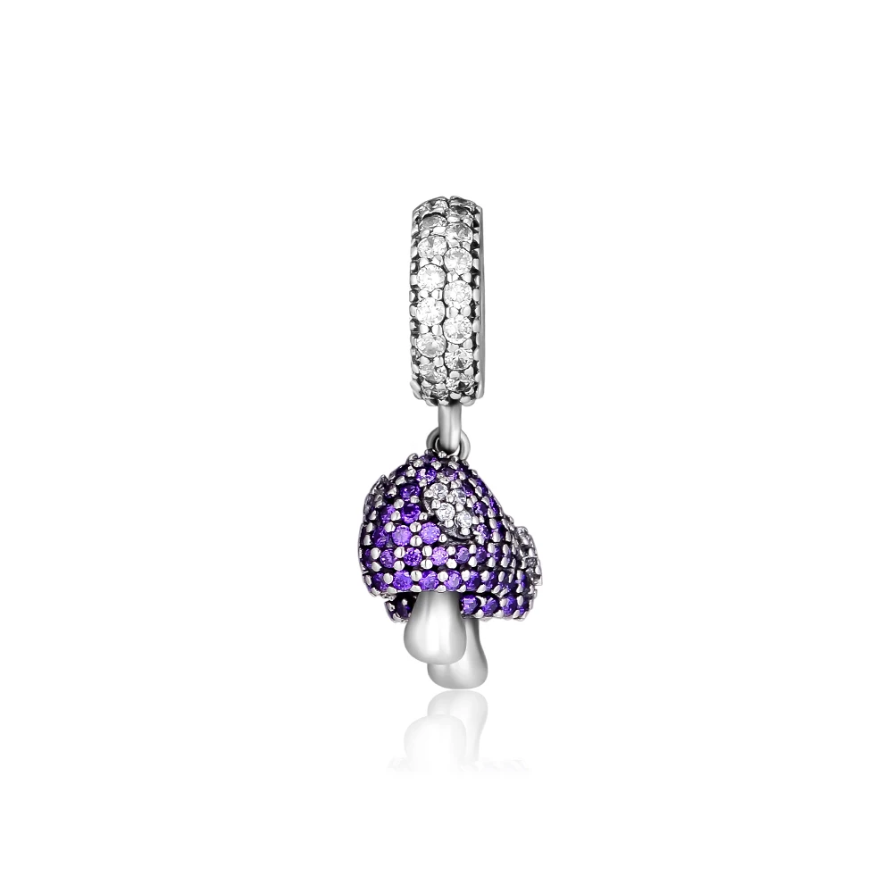 CKK 925 Sterling Silver Siamese Mushroom Twins Charm Fits for Bracelet Charms Jewelry Making Gift Purple CZ | Украшения и