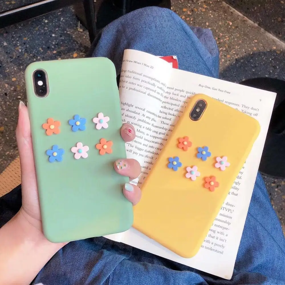 Casyva Candy color 3D flowers Phone Case For iPhoneX XS MAX XR 6 6S 7 8 PLUS Colorful TPU Soft |