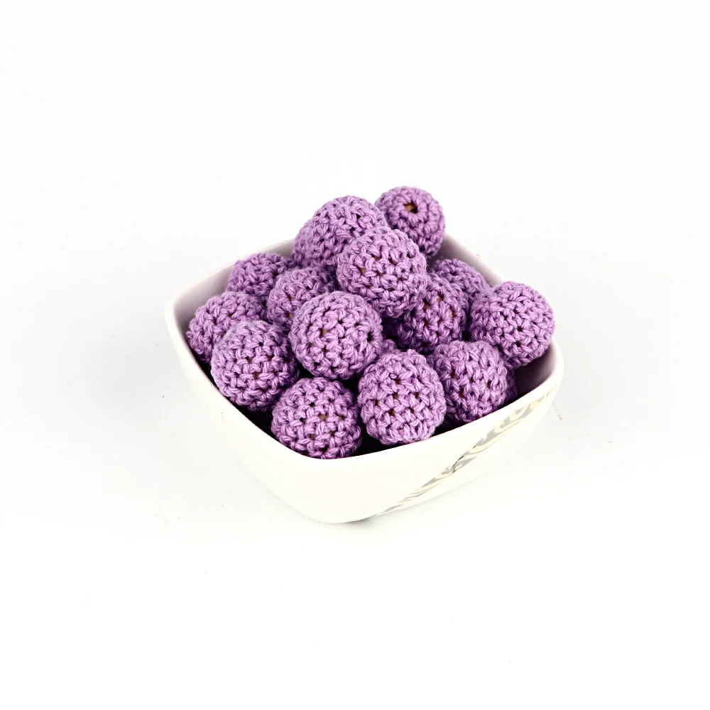 

TYRY.HU 20Pcs Natural Wooden Crochet Beads Chewable Tooth Nursing Necklace Teething Beads Baby Teether Toys Baby Shower Gifts