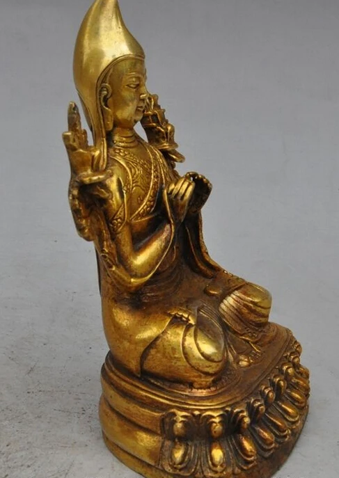 zhan1105++6&quot tibetan buddhism fane joss bronze gilt Zongkapa Tsongkhapa Buddha god statue |