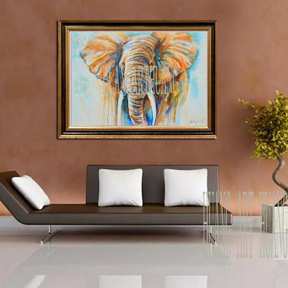 

Art Hand Painted Modern Abstract Elephant Animal Oil Painting On Canvas Wall Art Picture For Living Room Home Decoration