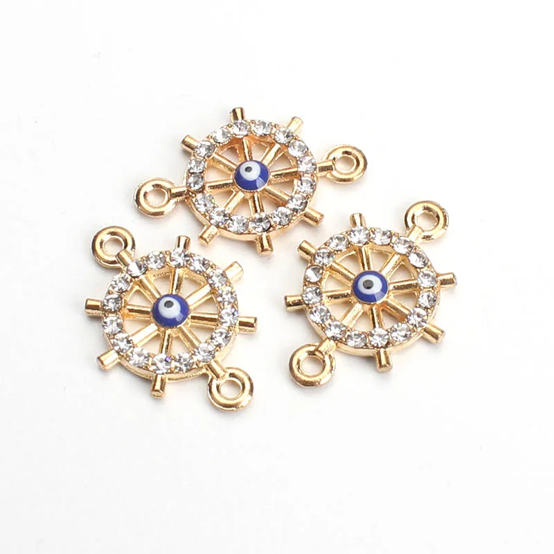 

Meibeads 5Pcs/Lot Lucky Eye Rudder Connector Gold-Plated Zircon For DIY Pendant Necklace For Women Pendant Jewelry Found Making