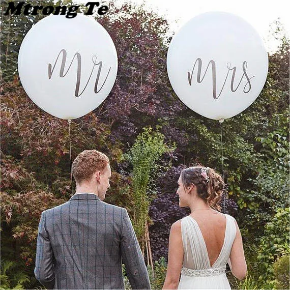 1 шт. 36 дюймов круглый белый Принт Mr& Mrs латексные шары Свадебные День Святого Валентина холостяцкая Невеста помолвленные вечерние украшения Globos