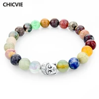 chicvie tiger fatima evil eye buddha skull bracelets vintage silver color natural stone bracelet for women men jewelry sbr150238