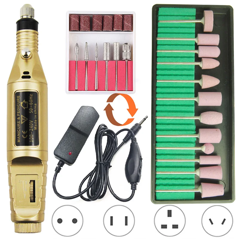 1 Набор 2 способа вращения электрическая дрель для ногтей маникюрный педикюр 16