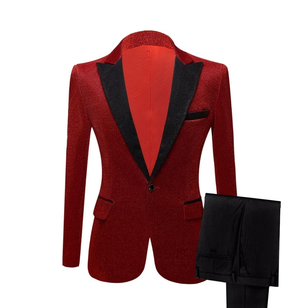 Jacket pants bowtie PYJTRL, мужские блестящие фиолетовые, золотистые, красные, черные, серебряные костюмы для выпускного вечера со штанами, Свадебный костюм жениха, Homme, последние модели пальто, брюки - Цвет: Jacket pants bowtie