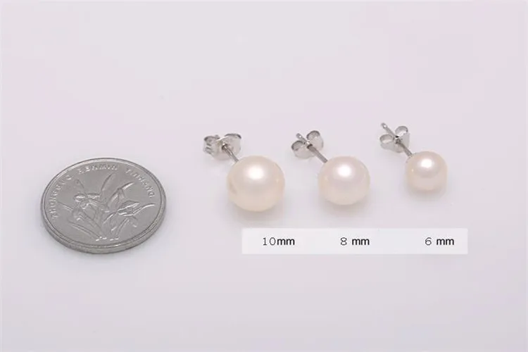 Real 925 Sterling Silver High Quality Luster Natural Pearl Stud Earrigns For Women Lady Sterling-Silver-Jewelry Pendientes L032 | Украшения