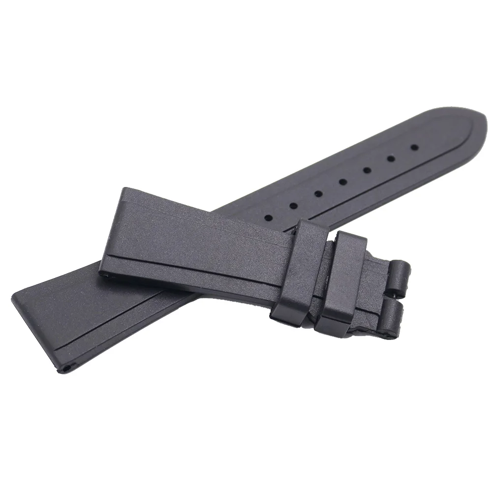Rolamy 22mm Black Soft And Comfortable Waterproof Silicone Rubber Replacement Wrist Watch Band Strap without Clasp For Tudor