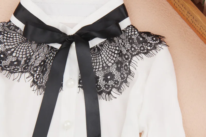 От 2 до 16 лет Блузка для девочек коллекция 2017 года Осенние шифоновые топы с