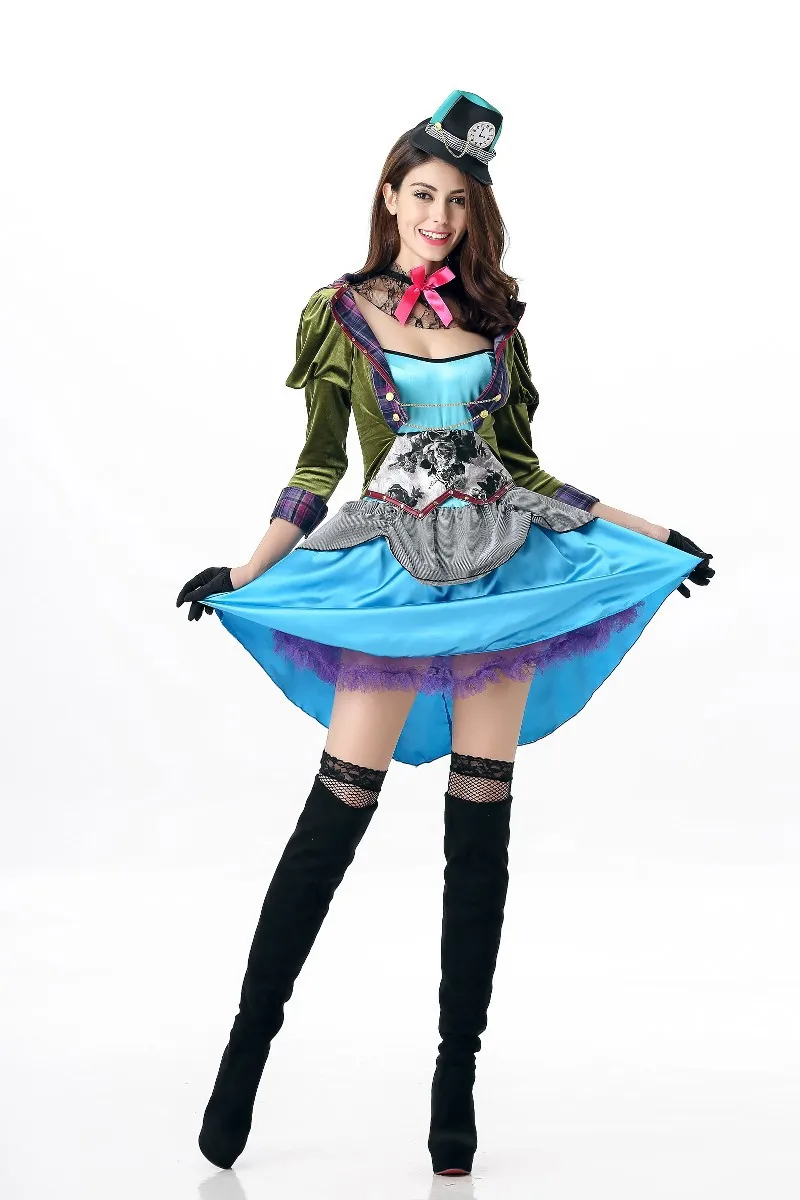 Женский костюм Алисы в стране Wonderland маскарадный Mad Hatter праздничная одежда на