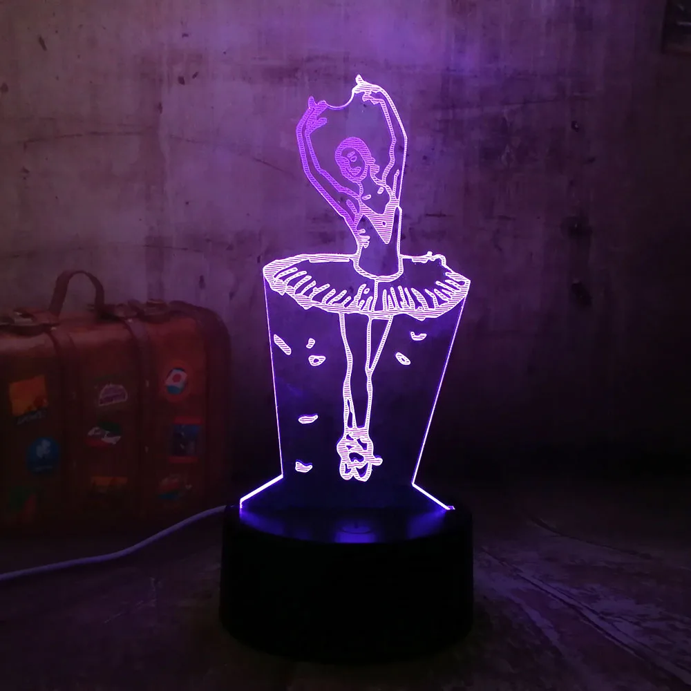 Новинка балетный танцор акриловый 3D RGB ночные светильники USB сенсорный пульт