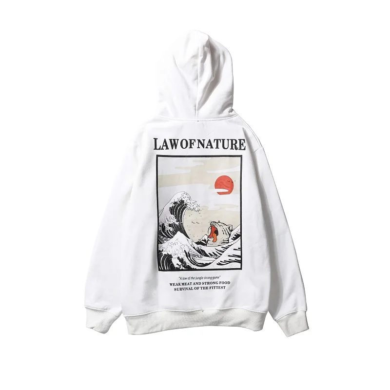 white QoolXCWear, зимние, японский стиль, хип-хоп, повседневные толстовки, японская вышивка, забавный кот, волнистый принт, флисовые толстовки, уличная одежда - Цвет: white