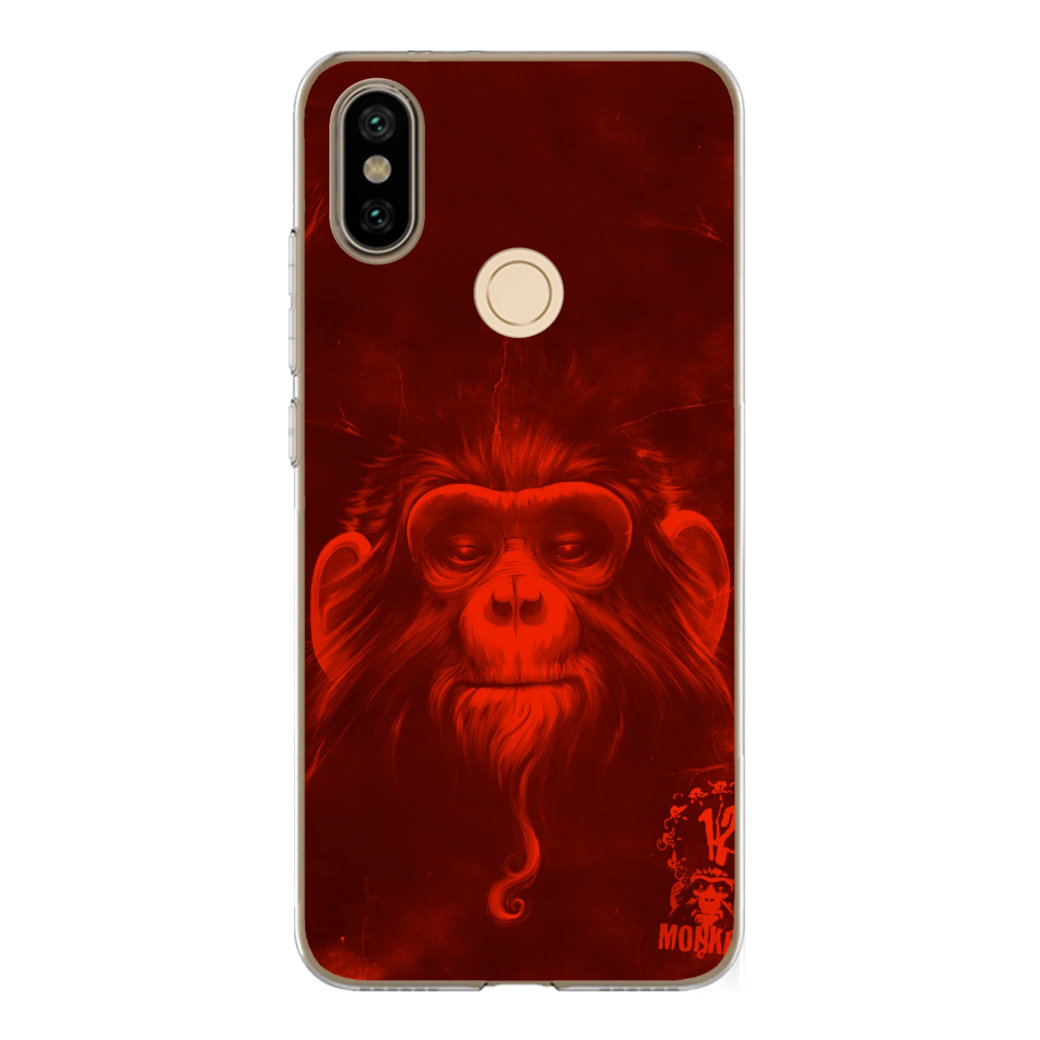 For Xiaomi Mi A2 6X Case Cover 5.99&quot Soft TPU Silicone Cool Mask Smoking Glasses Monkey Orangutan Gorilla Painted Phone |