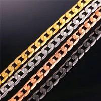 cuban link chain necklace for men jewelry yellow goldbblack gun rose gold color 7mm choker long wholesale n2332
