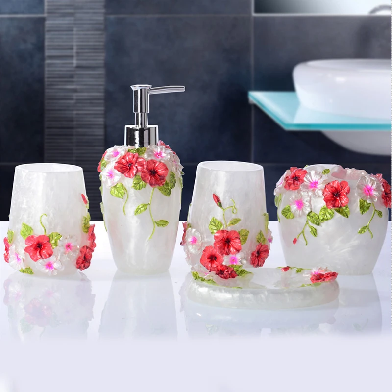 Wourmth ExquisiteScalpture Soap Holder Dishes Toothbrush Cup Liquid Dispenser Bathroom Accessories Set Craft Gift | Дом и сад